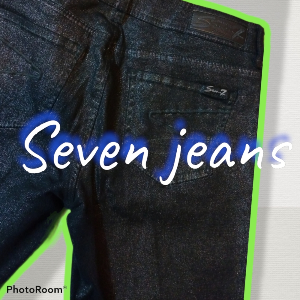 Seven7 jeans black women's shine straight leg 10